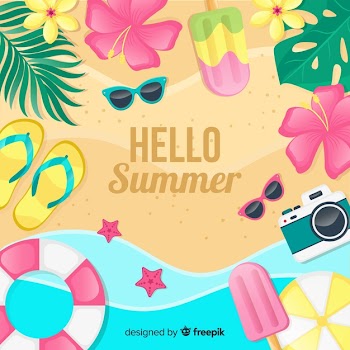 Hello summer background Free Vector