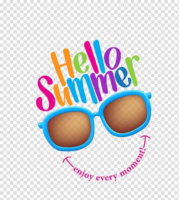 Hello summer illustration, Summer Illustration, color glasses decorated summer time transparent background PNG clipart