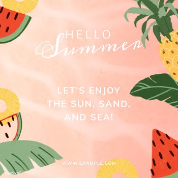 Hello summer let's enjoy the sun, sand and sea social template vec.. | Free  vector - 2289064