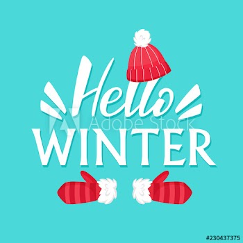 Hello winter lettering handwritten text