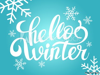 Hello winter lettering handwritten text