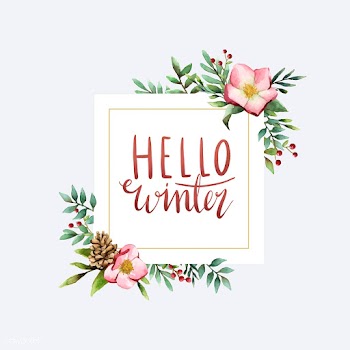 Hello winter watercolor typography vector | Free stock vector - 489293