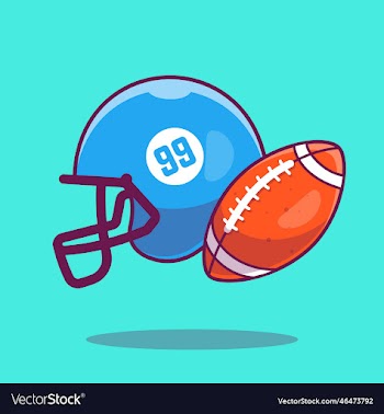 helmet and rugby ball cartoon