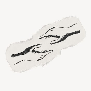 Helping hands drawing, ripped paper, | Free PSD Illustration - rawpixel