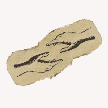 Helping hands drawing, ripped paper, | Free PSD Illustration - rawpixel