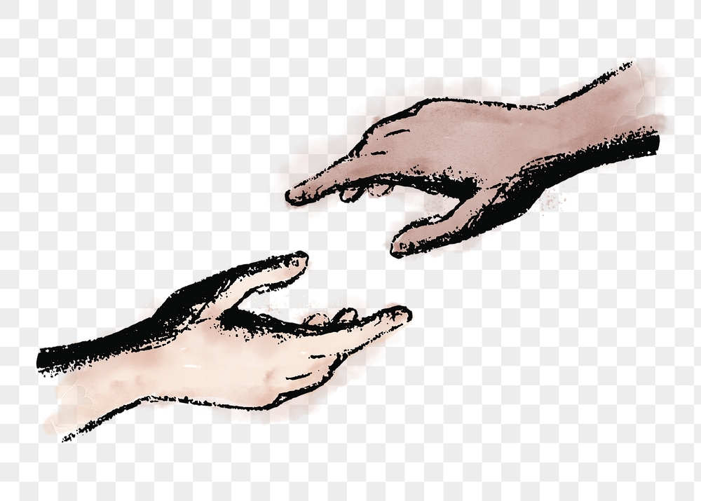 Helping hands png sticker, watercolor | Free PNG Illustration - rawpixel