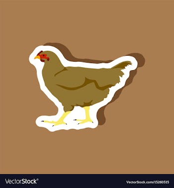 Hen paper sticker on stylish background vector image