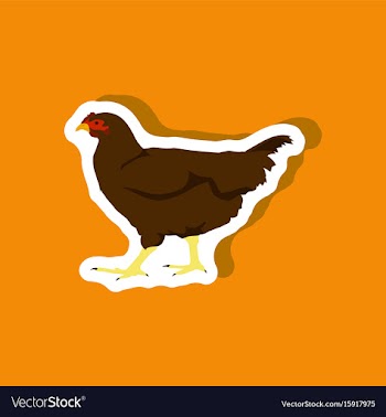 Hen paper sticker on stylish background vector image