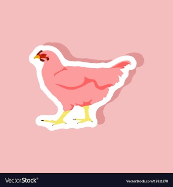 Hen paper sticker on stylish background vector image