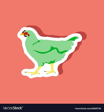 Hen paper sticker on stylish background vector image