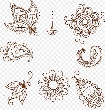 Henna Mehndi Tattoo Pattern - Hand-painted style Henna Tattoo 