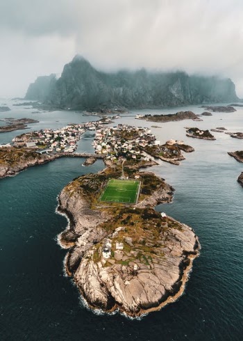 Henningsvaer Football field by drone · Free Stock Photo