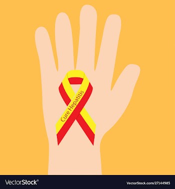 Hepatitis ribbon in a hand support awarness vector image