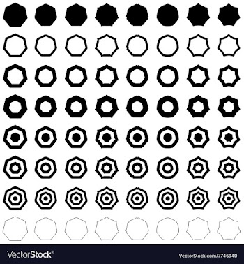 Heptagon polygon set vector image