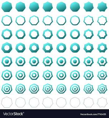 Heptagon shape polygon icon template set vector image