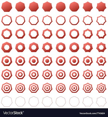 Heptagon shape polygon icon template set vector image