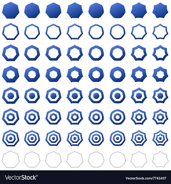 Heptagon shape polygon icon template set vector image