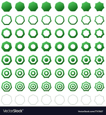 Heptagon shape polygon icon template set vector image