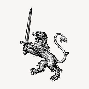 Heraldic lion with sword hand | Free Vector - rawpixel