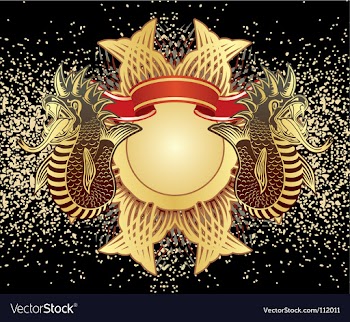 Heraldic sign with fish crock vector image
