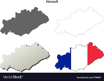 Herault Languedoc-Roussillon outline map set vector image