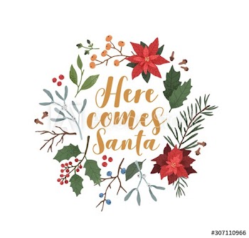 Here comes Santa illustration