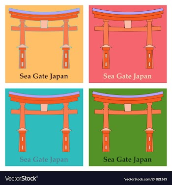 Heritage shrine in miyajima japan vector image