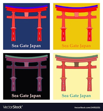 Heritage shrine in miyajima japan vector image