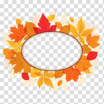 Hermosos, autumn themed leaves on a frame transparent background PNG clipart
