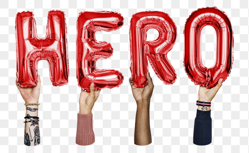 Hero word png, hands holding | Free PNG - rawpixel