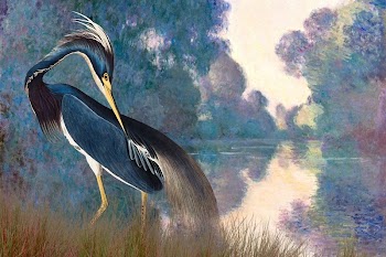 Heron bird background, aesthetic lake | Free Photo Illustration - rawpixel