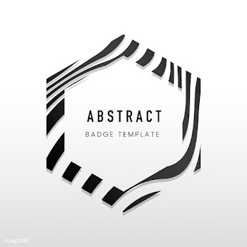 Hexagon black and white abstract badge vector | Free stock vector - 538066