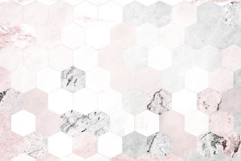 Hexagon pink marble tiles patterned background