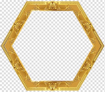 Hexagonal gold ornate frame illustration, , Deco Border Frame transparent background PNG clipart