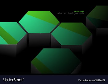 Hexagonal green and metal shape scene vector image