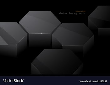 Hexagonal metal shape scene in dark vector image