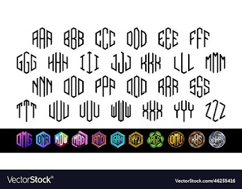 hexagonal monogram 3 letters alphabet font logo