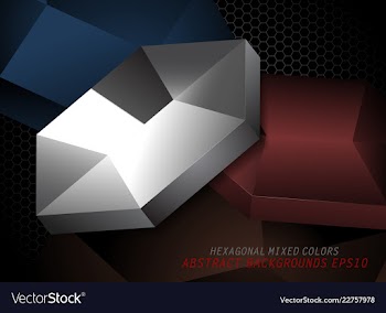 Hexagonal silver metal shapes vector image