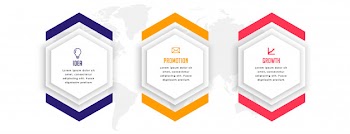 Hexagonal three steps business infographic template design Free Vector