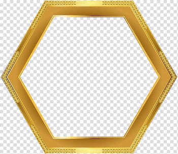 Hexagonal yellow frame illustration, Square Angle Yellow Pattern, Deco Gold Border Frame transparent background PNG clipart