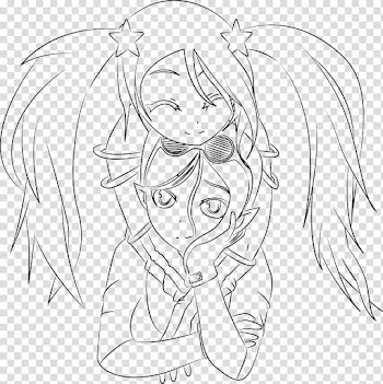 Hextech Janna and arcade sona line art transparent background PNG clipart