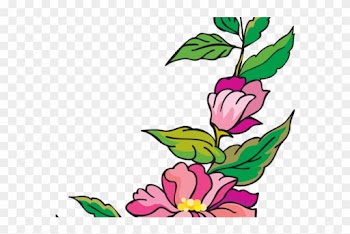 Hibiscus Clipart Colour Corner Border - Flower Page Border Png