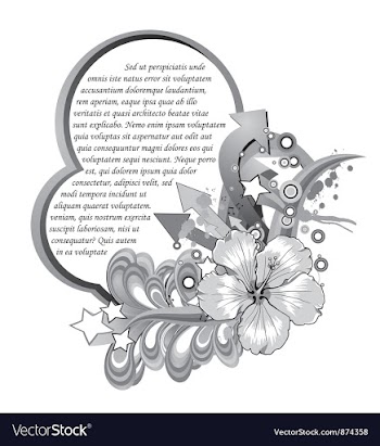 Hibiscus with circles and stars vector image