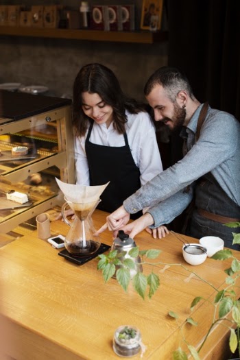 High angle business entrepreneurs working together Free Photo