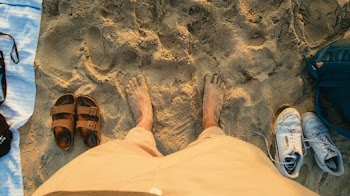 High-Angle Photo of Person's Feet