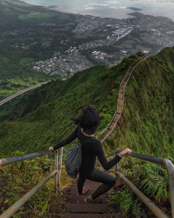 High-Angle Photo of Person Going Down