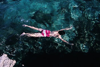 High Angle Photo of Person Swimming