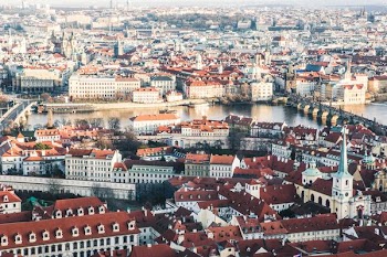 high-angle photography of cityscape near body of water