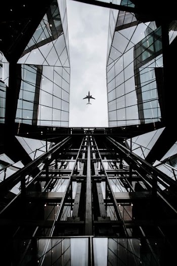high-angle photography of plane on air