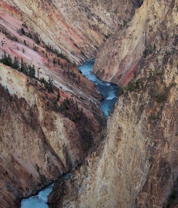 high-angle photography of river in between mountain